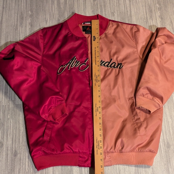 NIKE AIR JORDAN MENS SATIN JACKET FULL ZIP RED & PINK | Size L - Picture 6 of 11